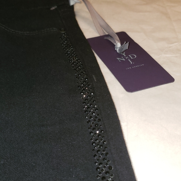 NYDJ New TUXEDO Jewel Stud Embellished Seam Skinny Jeans Jeggings BLACK Women's - Picture 8 of 16